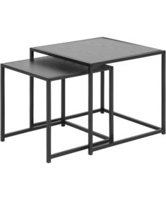 Kafijas galdiņš 2gab SEAFORD, galda virsma: melamīns, krāsa: pelēks, rāmis: melns metāls