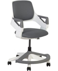 Детский рабочий стул ROOKEE 64x64xH76-93см, сиденье и спинка с обивкой, цвет: серый, белый пластиковый корпус