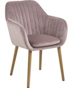 Krēsls / atzveltnes krēsls EMILIA 57x59xH83cm, materiāls: audums, krāsa: vecs rozā, kājas: ozols, apdare: eļļots