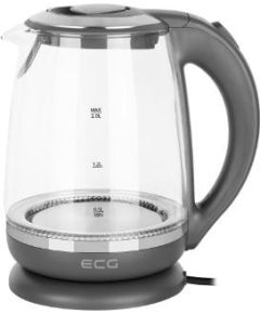 ECG Electric kettle RK 2020 Grey Glass, 2 L, 360° base with power cord storage, Blue backlight, 1850-2200 W / ECGRK2020GREYGLASS