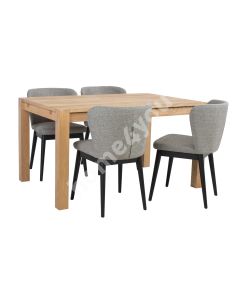 Dining set CHICAGO NEW with 4-chairs (18103) solid wood / MDF with natural oak veneer, oiled