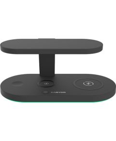 CANYON WS-501 5in1 Wireless charger, with UV sterilizer, with touch button for Running water light, Input QC24W or PD36W, Output 15W/10W/7.5W/5W, USB-A 10W(max), Type c to USB-A cable length 1.2m, 188*90*81mm, 0.249Kg, Black