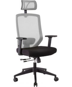 Рабочий стул JOY 64x64xH115-125см, сиденье: ткань, спинка: сетка-ткань, цвет: чёрный/ серый