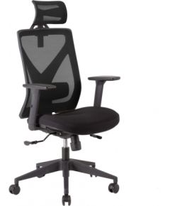 Biroja krēsls MIKE 64x65xH110-120cm, sēdvieta: audums, atzveltne: tīklveida audums, krāsa: melns