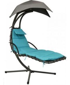 Saska Garden Swing piekaramais šūpuļkrēsls ar lietussargu Lisbon pelēks-kirkīzs