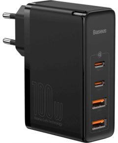(Ir veikalā) Baseus GaN CCGAN2P-L01 Tīkla Lādētājs 2 x USB / 2 x USB-C / 100W / 5A Melns
