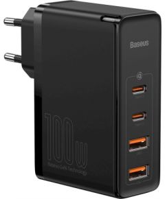 Baseus GaN CCGAN2P-L01 Tīkla Lādētājs 2 x USB / 2 x USB-C / 100W / 5A Melns