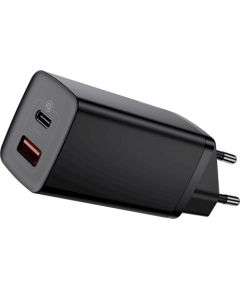 Baseus GaN CCGAN2L-B01 Tīkla Lādētājs USB / USB-C / 65W / 5A / Quick Charge 3.0 Melns