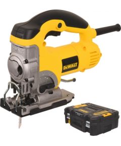 Dewalt DW331KT-QS Figūrzāģis 701W, 135mm ar augšējo rokturi, 0-3100 gājieni/min.,