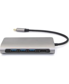 RoGer USB-C Hub 8in1 ar USB C x2 / USB 3.0 x2 / RJ45 / HDMI / SD karšu lasītāju / TF karšu lasītāju