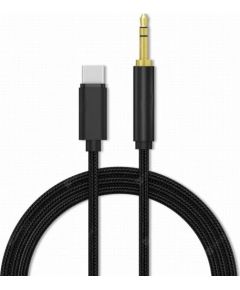 Mocco Textile Premium AUX vads USB-C -> 3.5 mm 1m Melns