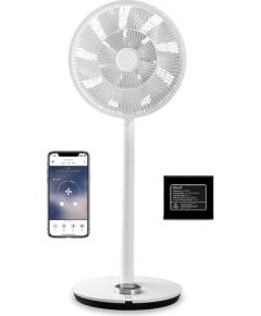 Duux Smart Fan Whisper Flex Smart Black with Battery Pack Stand Fan, Timer, Number of speeds 26, 2-22 W, Oscillation, Diameter 34 cm, White