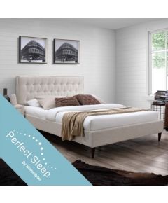 Кровать EMILIA с матрасом HARMONY DELUX (85266)160x200см, обивка из мебельного текстиля, цвет: светло-бежевый