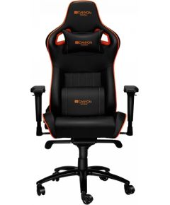 CANYON Corax GС-5 Gaming chair, PU leather, Cold molded foam, Metal Frame , Frog mechanism, 90-165 dgree, 4D armrest, Tilt Lock, Class 4 gas lift, metal 5 Stars Base, 60mm PU caster,black+Orange.