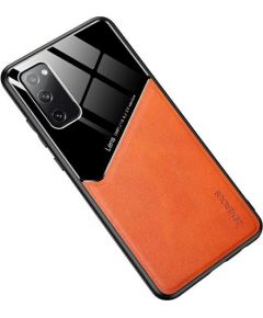 Mocco Lens Leather Back Case Aizmugurējais Ādas Apvalks Priekš Samsung Galaxy A42 5G Oranžs