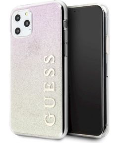 Guess GUHCN65PCUGLGPI Hard Gradient Glitter Case Aizsargapvalks Priekš Apple iPhone 11 Pro Max Rozā - Zeltains