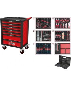 Kstools Instrumentu ratiņi RACINGline, 7 atvilktnes +598gab. kompl., KS Tools