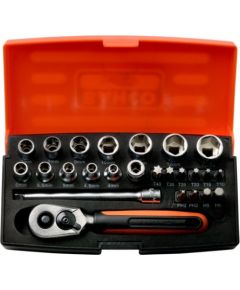 Bahco Sockets 4-13mm and bits PH,HEX,TORX set 1/4" 25pcs