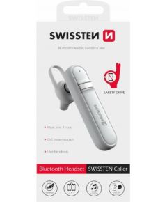 Swissten Caller Bluetooth 5.0 HandsFree Наушник с Функцией MultiPoint / CVC noise reduction белый