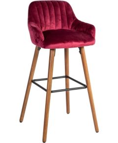 Барный стул ARIEL 48x52xH97см, сиденье и спинка: ткань, цвет: винно-красный, ножки из бука