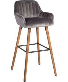 Bāra krēsls ARIEL 48x52xH97cm, sēdvieta un atzveltne: audums, krāsa: pelēks, kājas izgatavotas no dižskābarža