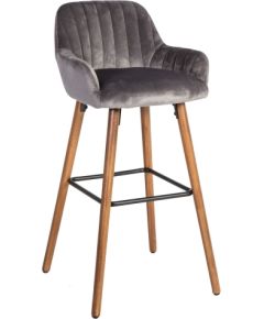 Bāra krēsls ARIEL 48x52xH97cm, sēdvieta un atzveltne: audums, krāsa: pelēks, kājas izgatavotas no dižskābarža