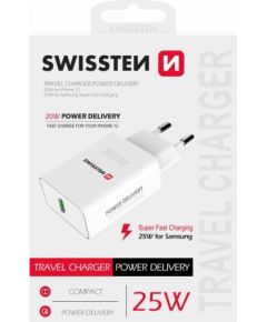Swissten Premium 25W Tīkla Lādētājs USB-C PD 3.0 Balts