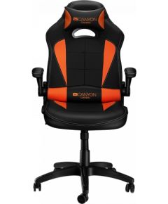 CANYON Vigil GС-2 Gaming chair, PU leather, Original and Reprocess foam, Wood Frame, Top gun mechanism, up and down armrest, Class 4 gas lift, Nylon 5 Stars Base,50mm PU caster, black+Orange.