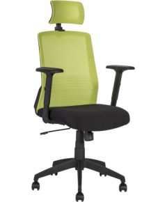 Рабочий стул BRAVO 62x53xH107-114,5cм, сиденье: ткань, цвет: чёрный, спинка: сетка из полиэстера, цвет: зелёный