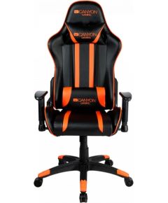 CANYON Fobos GС-3 Gaming chair, PU leather, Cold molded foam, Metal Frame, Top gun mechanism, 90-165 dgree, 2D armrest, Class 4 gas lift, Nylon 5 Stars Base, 60mm PU caster, black+Orange.