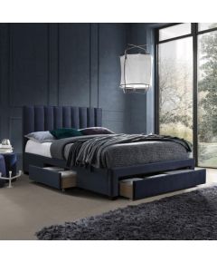 Кровать GRACE с матрасом HARMONY DUO (86744) 160x200см, с 3-ящиками, обивка из мебельного текстиля, цвет: синий