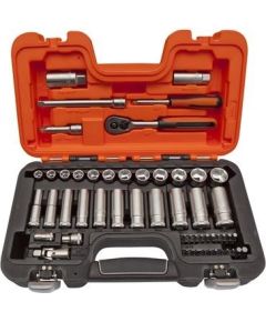 Bahco Short and long sockets set 10-22mm + bits PH,PZ,HEX,TORX 53 pcs 3/8" Atslēgu komplekti