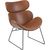 Atpūtas krēsls CAZAR 69x80xH90,5cm, sēdvieta un atzveltne: ādas imitācija, krāsa: brendijs, rāmis: melns metāls