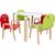 Kids set HAPPY table and 4 chairs, white/red/green