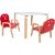 Kids set HAPPY table and 2 chairs, white/red