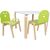 Kids set HAPPY table and 2 chairs, white/green