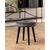 Stool FRISCO, D40xH43cm. Cover: VIC fabric dark grey 28, legs: rubber wood, black stained lacquered