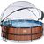 EXIT Koka baseins ø427x122cm ar smilšu filtra sūkni, kupolu un siltumsūkni - brūns