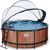 EXIT Koka baseins ø360x122cm ar smilšu filtra sūkni un kupolu - brūns