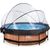 EXIT Koka baseins ø300x76cm ar filtra sūkni un kupolu un nojume - brūna