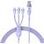 3in1 USB cable Baseus Flash Series 2, USB-C + micro USB + Lightning, 100W, 1.2m (purple)