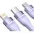 3in1 USB cable Baseus Flash Series 2, USB-C + micro USB + Lightning, 100W, 1.2m (purple)