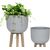 Puķu pods SANDSTONE ar koka kājām D40xH73,5cm, pelēks