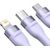 3in1 USB cable Baseus Flash II Series, USB-C + micro USB + Lightning, 66W, 1.2m (Purple)