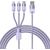 3in1 USB cable Baseus StarSpeed Series, USB-C + Micro + Lightning 3,5A, 1.2m (Purple)
