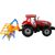 Sarkans traktors ar grābekļa berzes piedziņu