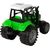 Zaļš traktors ar preses berzes piedziņu