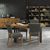 Обеденный стол INDUS 158/203x90xH76,5см, столешница из дубового шпона, мозаика, металлические ножки серого цвета