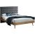 Bed ROMAN 160x200cm, grey fabric/oak