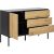 Kumode SEAFORD, 120x40xH82cm, ramis MDF, lakots, matets melns, 1 durvis, savvalas ozolkoka papirs, 3 atvilktnes, pulverp